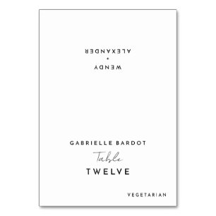 White Modern Script Wedding Foldable Place Card