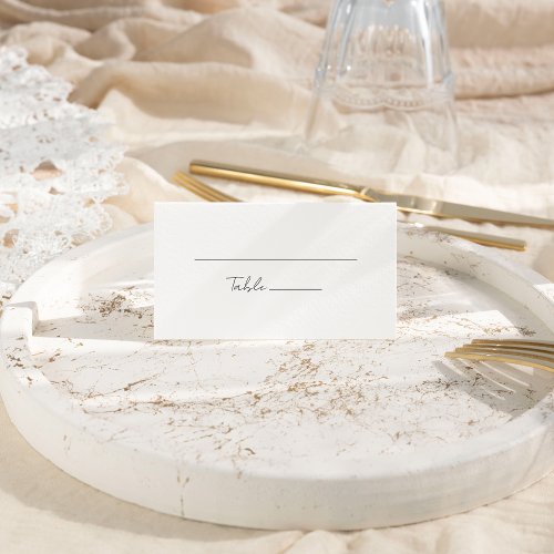 White Modern Script Wedding Folded Place Card