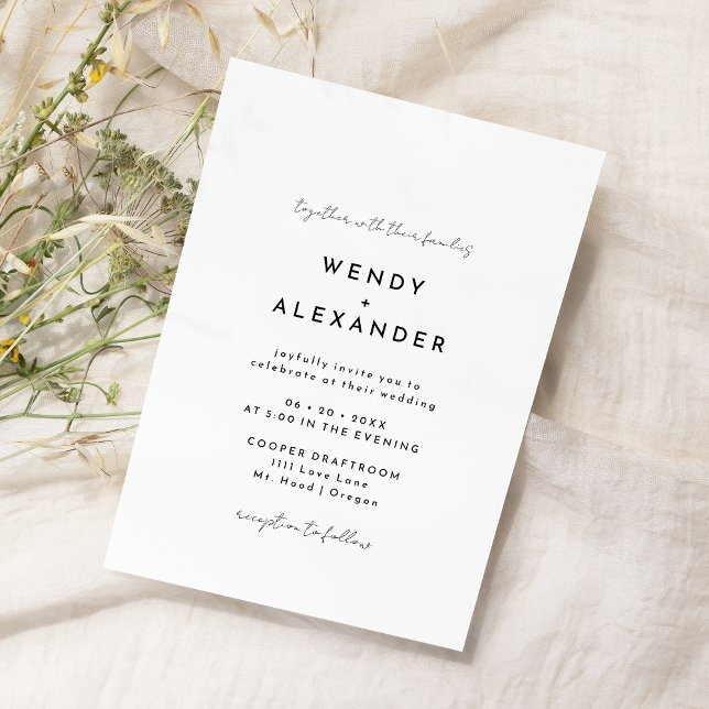 White Modern Script Wedding Invitation (Creator Uploaded)
