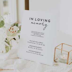 White Modern Script Wedding Memorial Pedestal Sign
