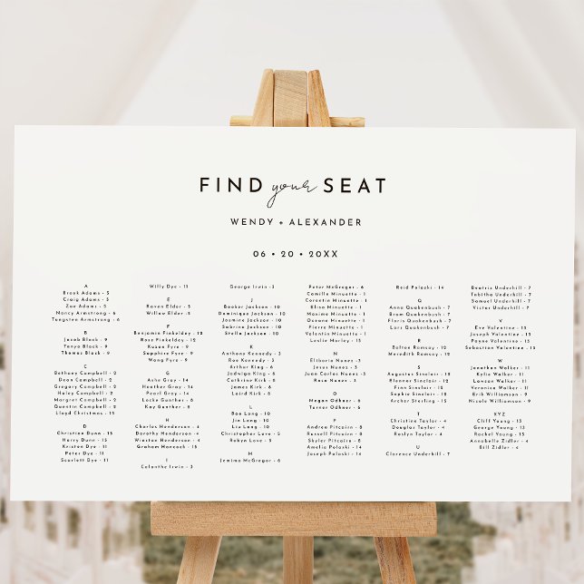 White Modern Script Wedding Seating Chart Foam Board (Creator Uploaded)