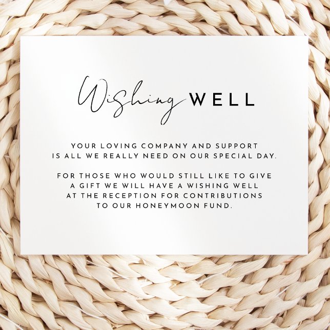 White Modern Script Wedding Wishing Well Enclosure Card (Creator Uploaded)