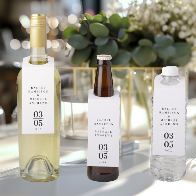 White Modern Simpel Wedding  Bottle Hanger Tag (Creator Uploaded)