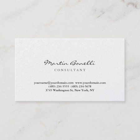 White Modern Simple Elegant Professional Plain Business Card
