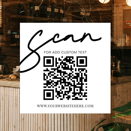 White Modern Simple Promotional Business QR Code Window Cling