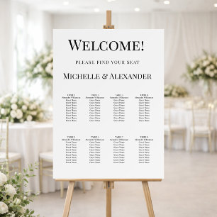 White modern simple wedding seating chart foam board