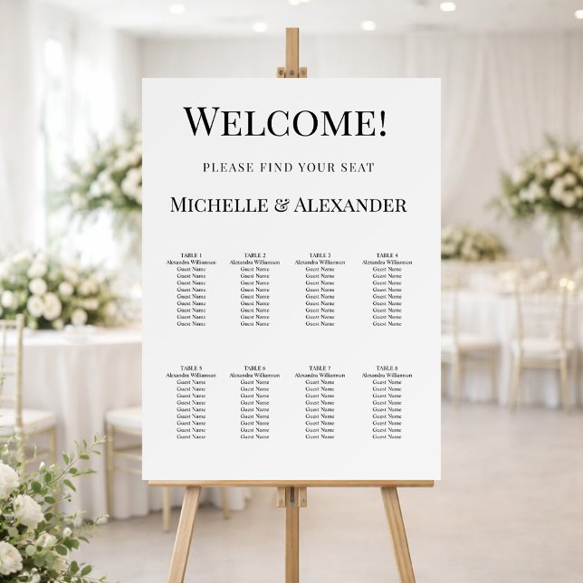 White modern simple wedding seating chart foam board (Creator Uploaded)