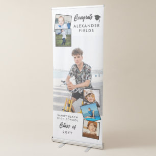 White Modern Snapshot Congrats Graduation Retractable Banner