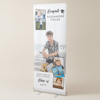 White Modern Snapshot Congrats Graduation Retractable Banner