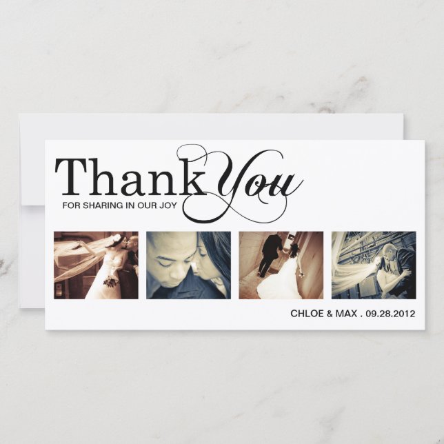WHITE MODERN THANKS | WEDDING THANK YOU CARD (Front)