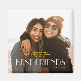 White Modern Typography Best Friend Photo Magnet