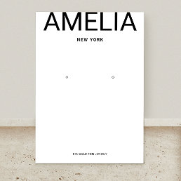 White Modern Typography  Earring Display Card