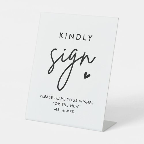 White Modern Wedding Guest Book Kindly Sign