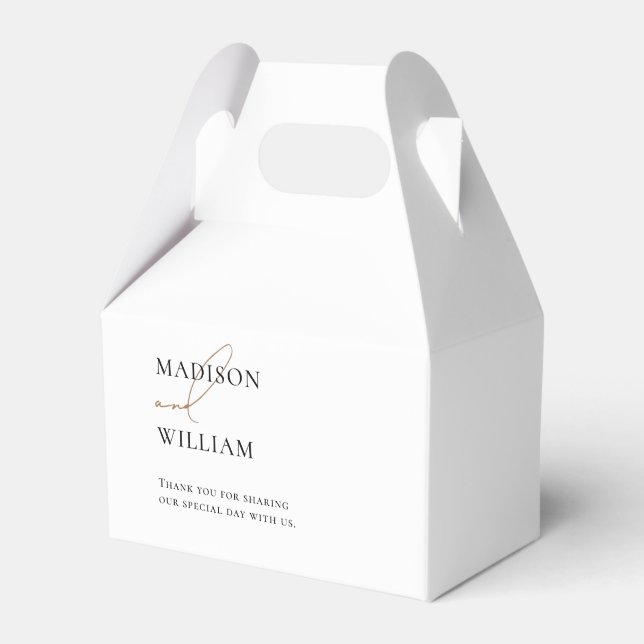 White Modern Wedding Thank you  Favor Boxes (Front Side)