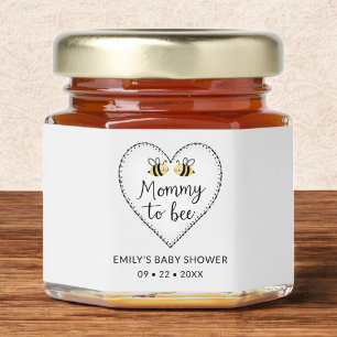 White Mommy to Bee Heart Minimalist Baby Shower Honey Jar Favors