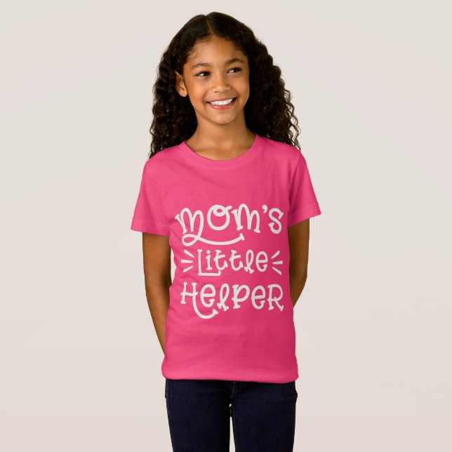 White Mom's Little Helper Cute Hand Lettered T-Shirt (Front Full)