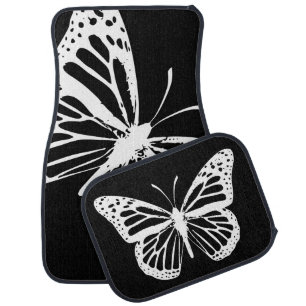White Monarch Butterfly Silhouette on Car Floor Mat
