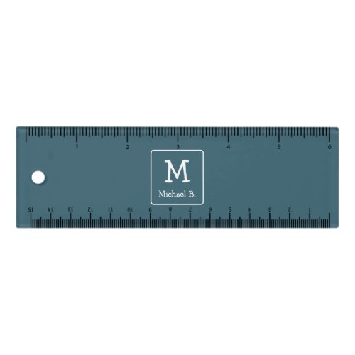 White Monogram and Name on Blue Ruler