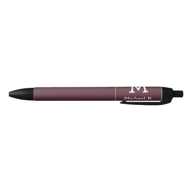 White Monogram and Name on Dusty Burgundy  Pen (Bottom)