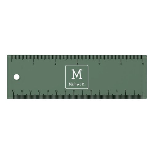 White Monogram and Name on Green Ruler