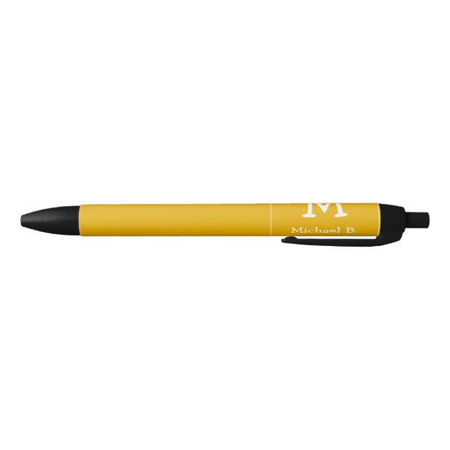 White Monogram and Name on Honey Mustard Yellow  Pen (Bottom)