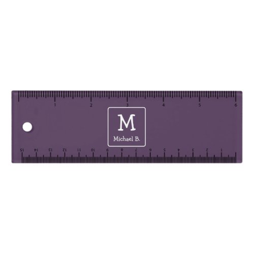 White Monogram and Name on Purple Ruler