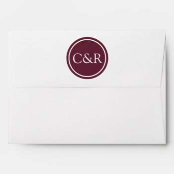 White Monogram Envelope  Bordeaux Purple Lined Envelope by Mintleafstudio at Zazzle