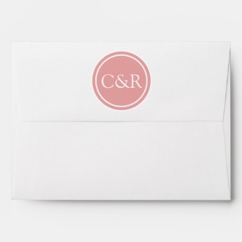 White Monogram Envelope  Coral Pink Lined Envelope by Mintleafstudio at Zazzle