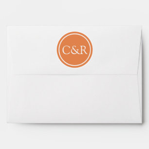 White Monogram Envelope, Orange Nectarine Liner Envelope