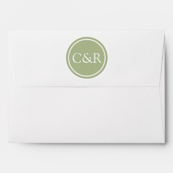 White Monogram Envelope  Peridot Green Liner Envelope by Mintleafstudio at Zazzle
