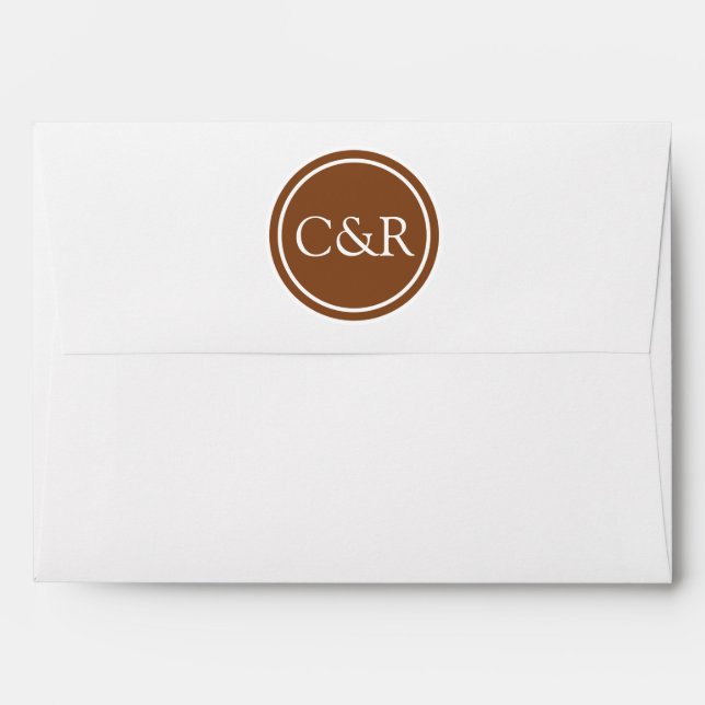 White Monogram Envelope, Toffee Brown Liner Envelope (Back (Top Flap))