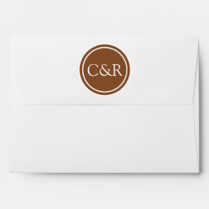 White Monogram Envelope, Toffee Brown Liner Envelope