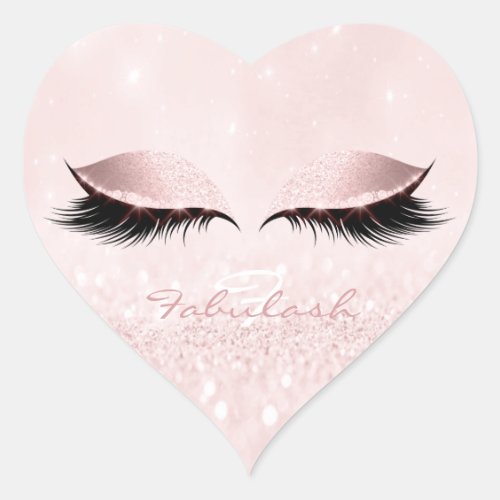 White Monogram Girly Glitter Pink Lashes Heart Heart Sticker