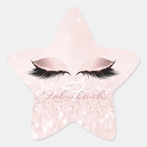 White Monogram Glitter Pink Eyes Lash Princes Star Star Sticker