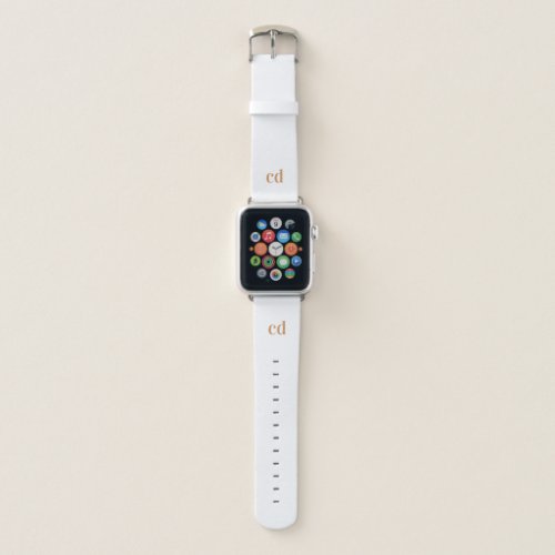 White monogram gold custom minimalist  apple watch band