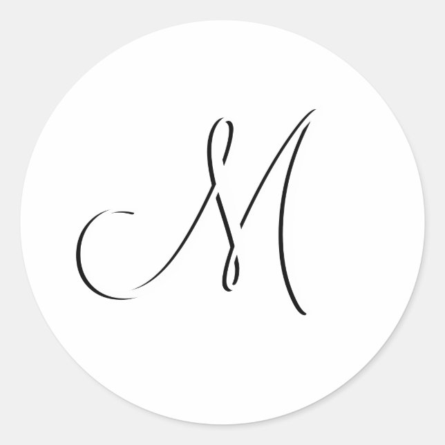 White Monogram M Wedding Invitation Seal (Front)