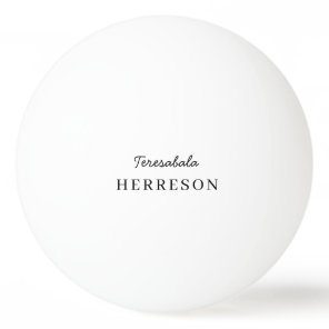White Monogram Modern Minimalist Stylish Design Ping Pong Ball