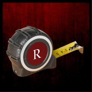 White Monogram on Burgundy Custom Handyman Tool Tape Measure