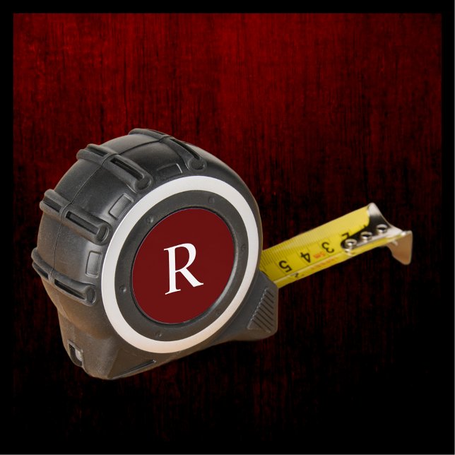 White Monogram on Burgundy Custom Handyman Tool Tape Measure (Creator Uploaded)