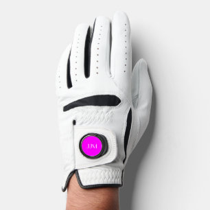 White Monogram on Magenta Pink Golf Glove