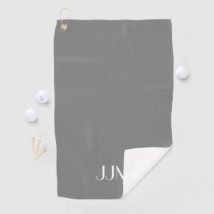 White Monogram on Medium Gray Golf Towel