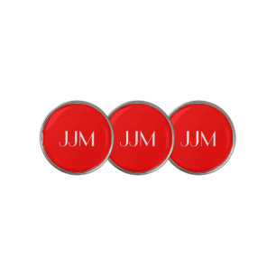 White Monogram on Red Golf Ball Marker