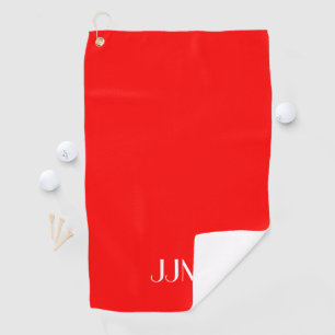 White Monogram on Red Golf Towel