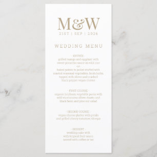 White Monogram Wedding Menu
