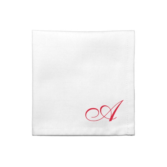 White Monogrammed Cloth Napkin (Quarter Fold)