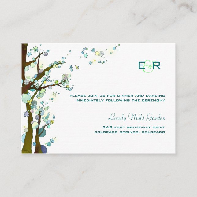 White Monogrammed Wedding Reception Enclosure Card (Front)