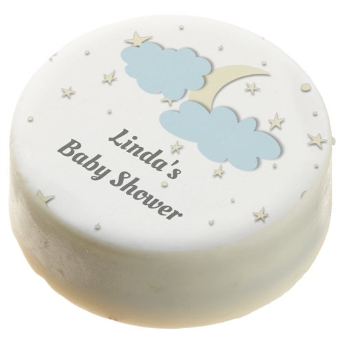 White Moon and Stars Gender Neutral Baby Shower Chocolate Covered Oreo