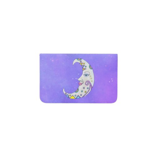 White Moon Brightly Colored Markings Purple Sky Card Holder