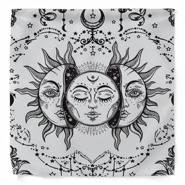 White Moon Mandala Bandana (Front)