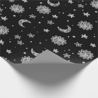 White Moon &amp; Stars Wrapping Paper | Zazzle